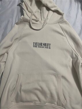 Taylor Swift Cream The Eras Tour Hoodie with Black Print